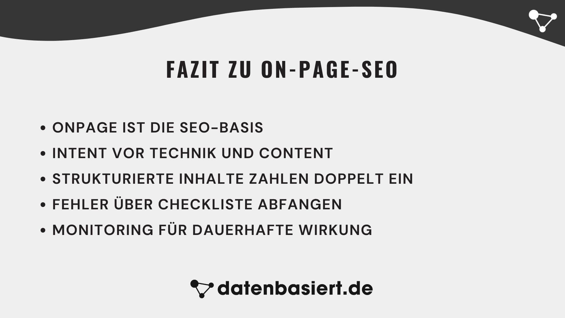 datenbasiert.de Fazit zu On-Page-SEO