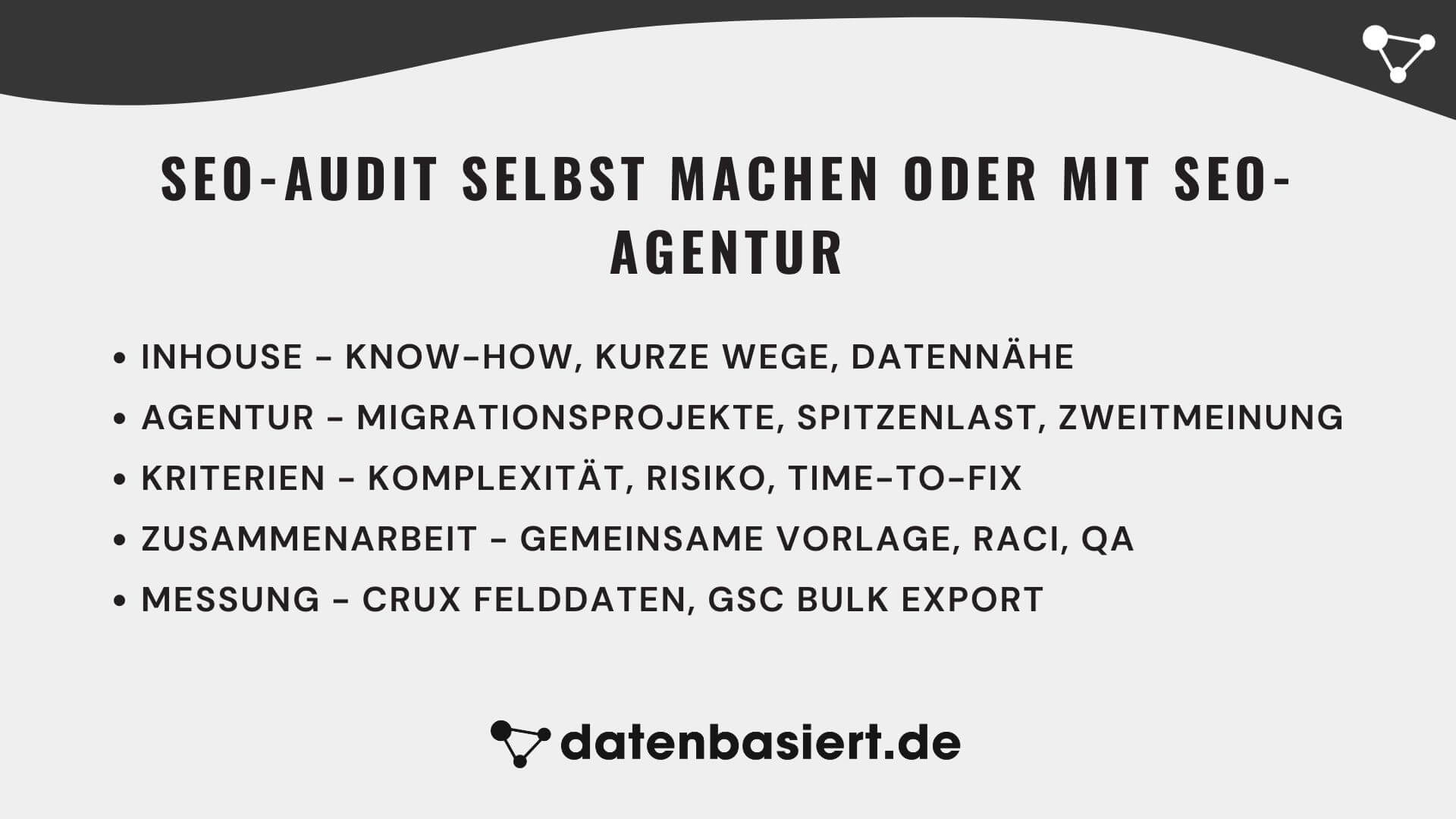 SEO-Audit selbst machen oder mit SEO-Agentur