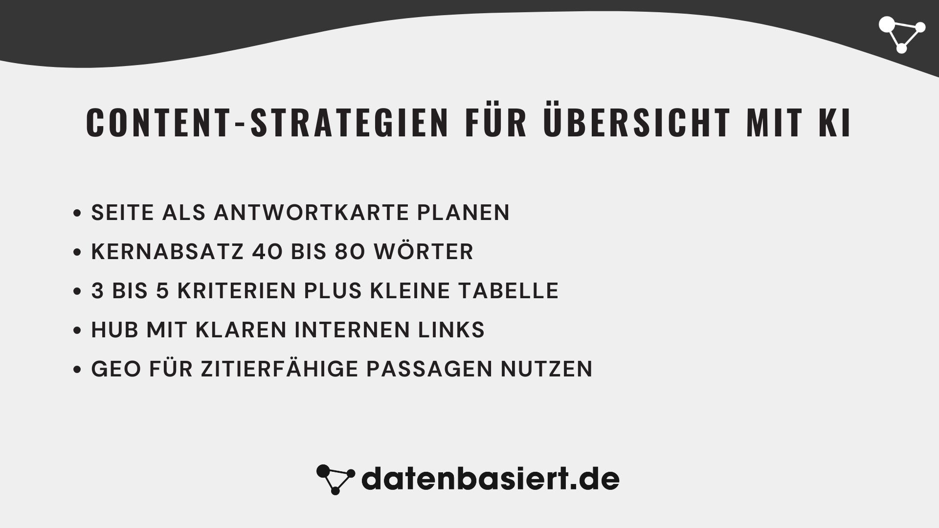 datenbasiert.de Content-Strategien für SEO für Übersicht mit KI