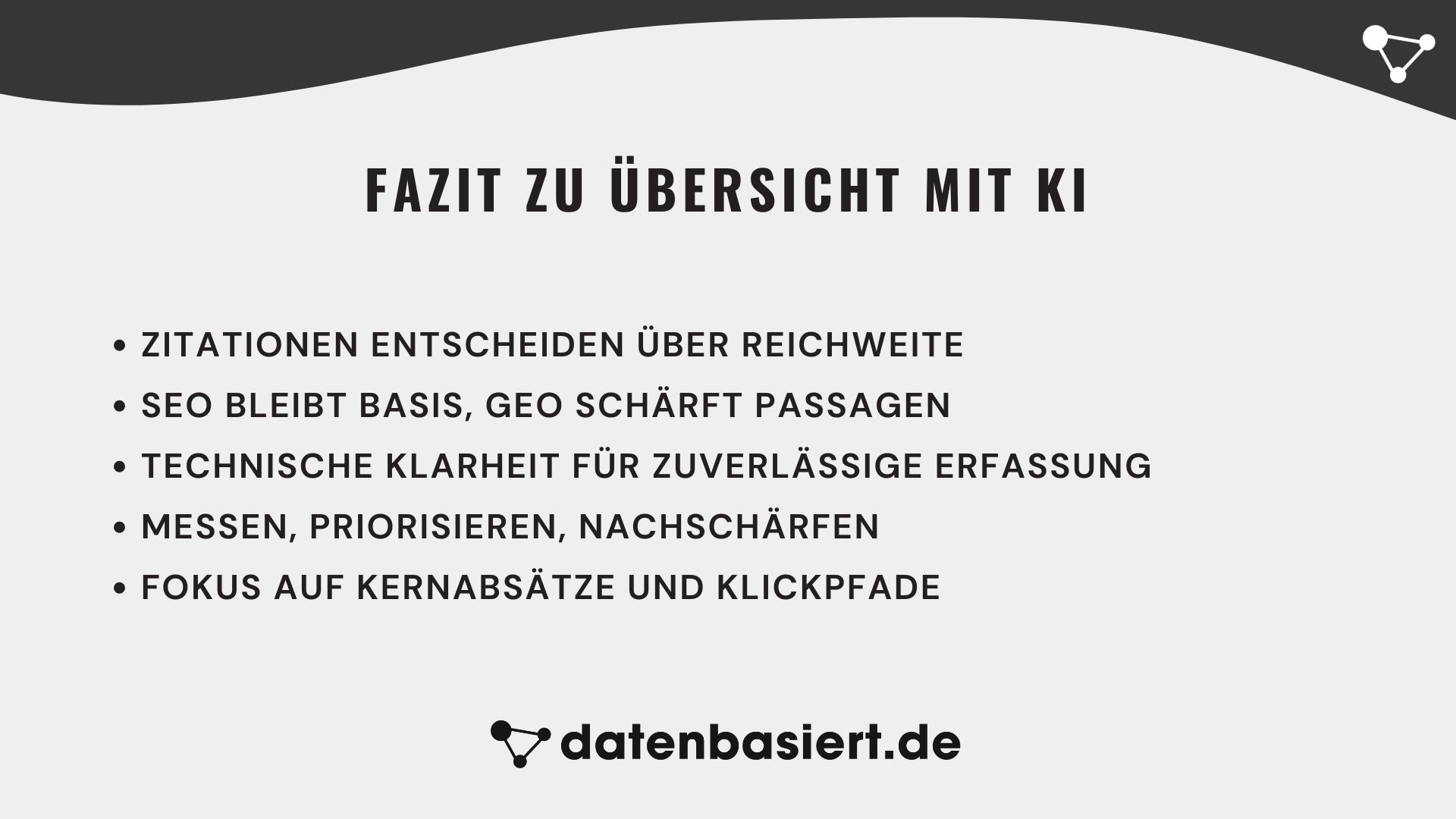 datenbasiert.de Fazit zu Übersicht mit KI und SEO