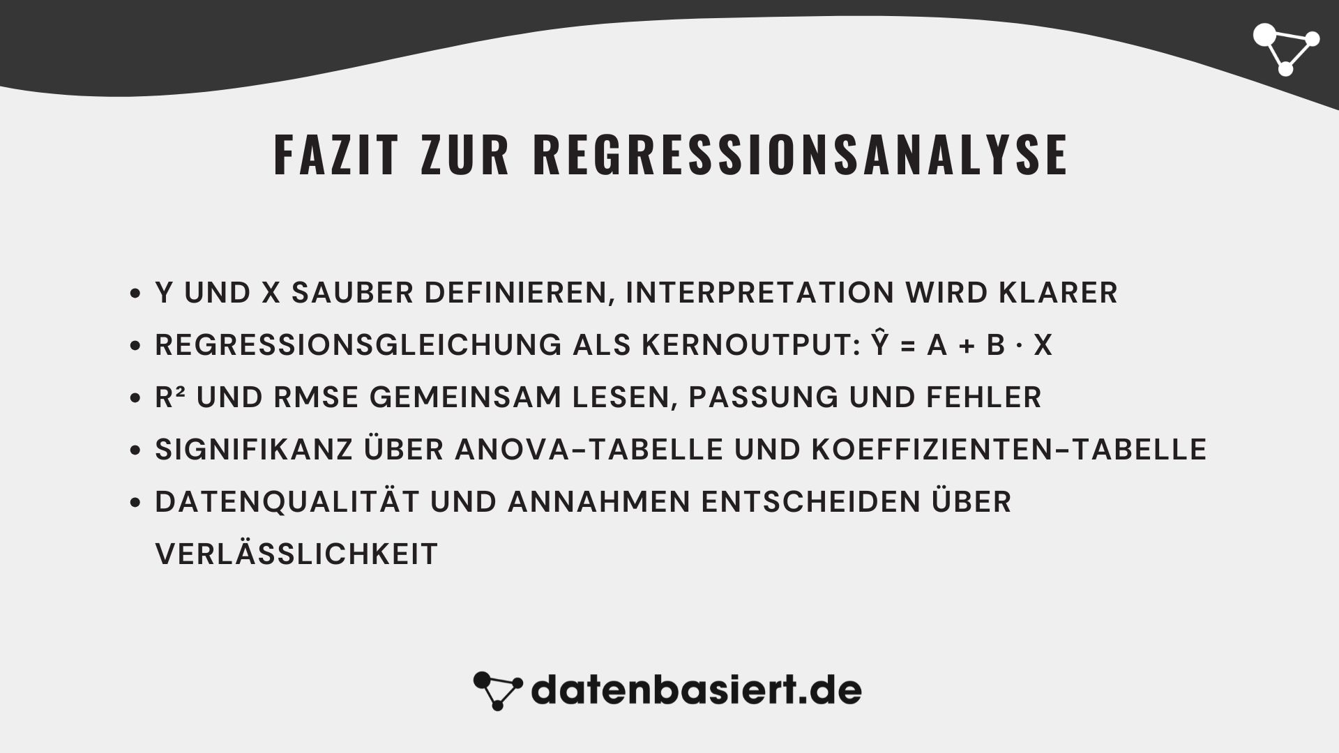 datenbasiert.de Fazit zur Regressionsanalyse
