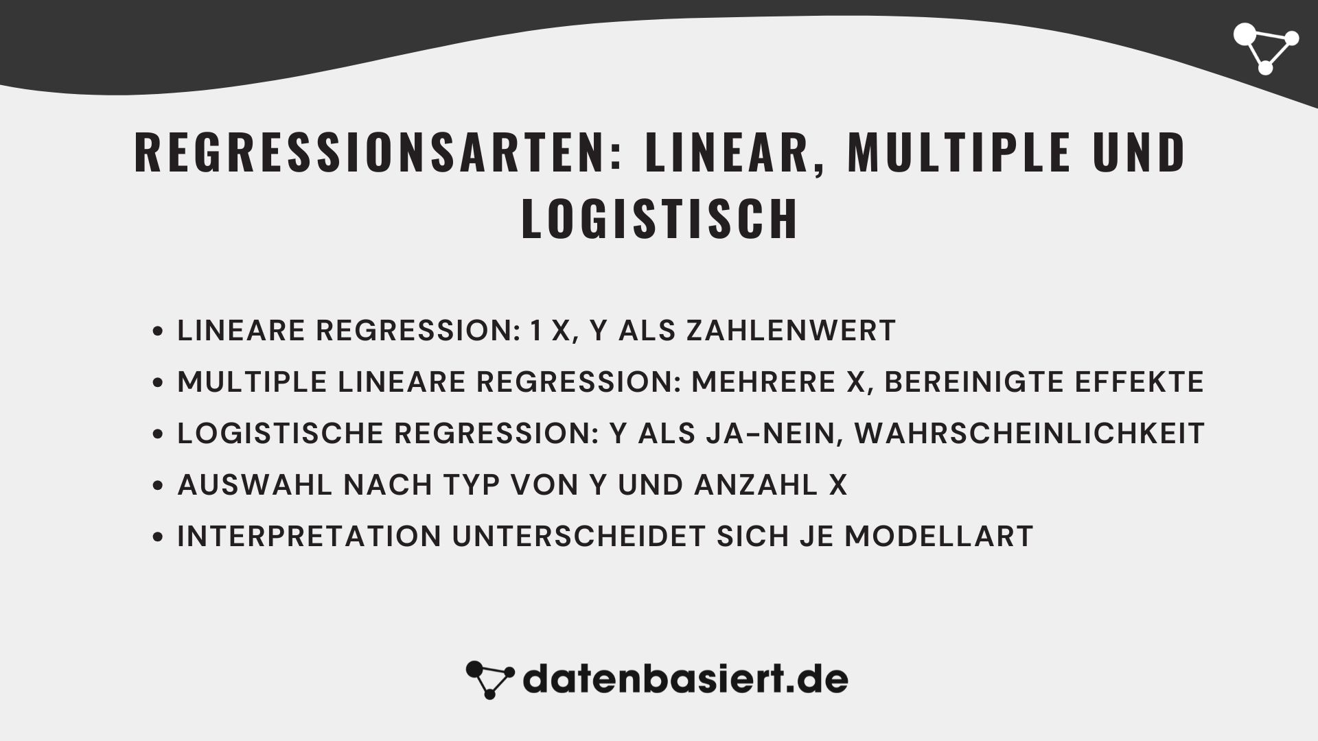 datenbasiert.de Regressionsarten linear, multiple und logistisch