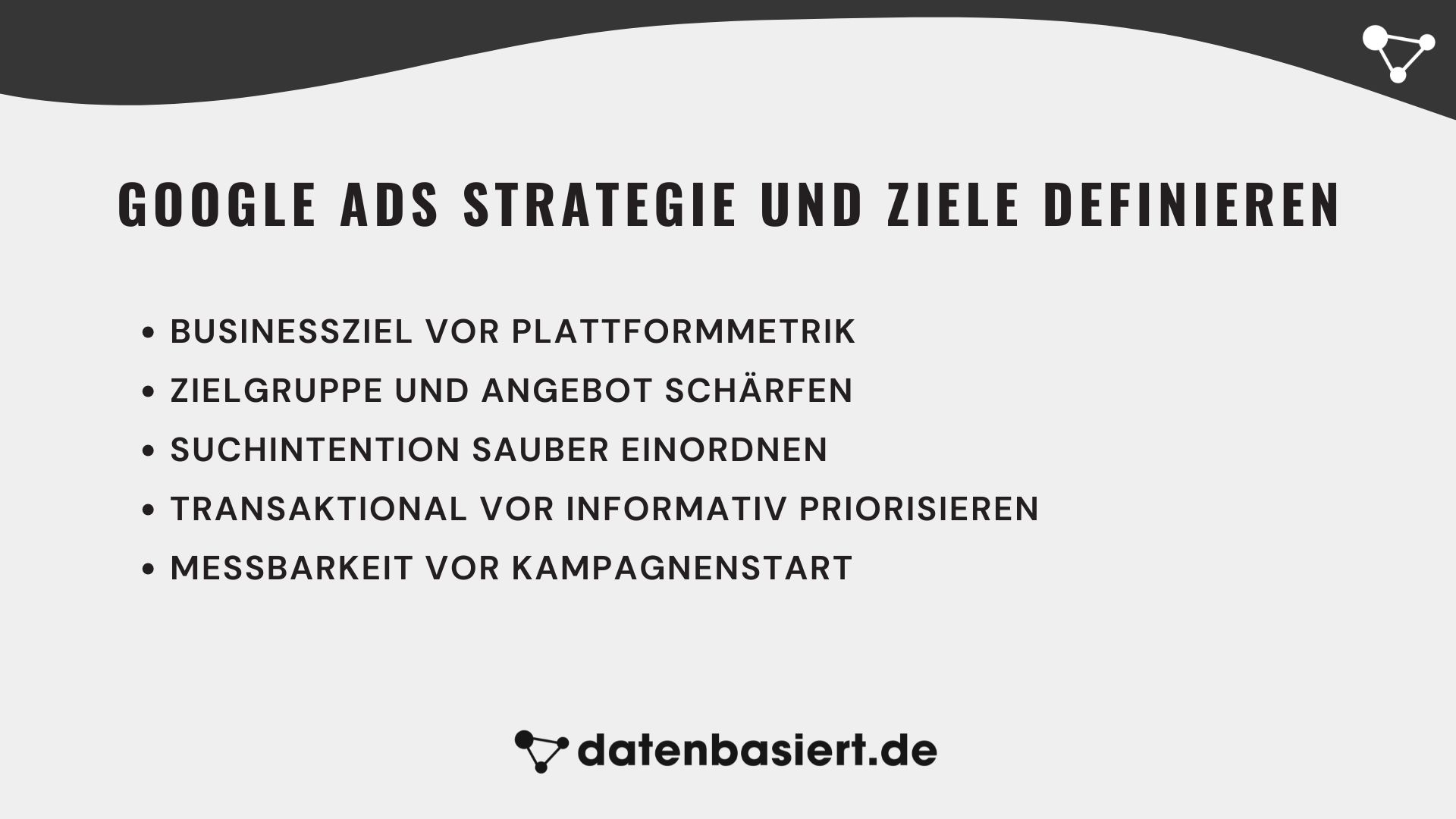 datenbasiert.de Google Ads Strategie und Ziele definieren