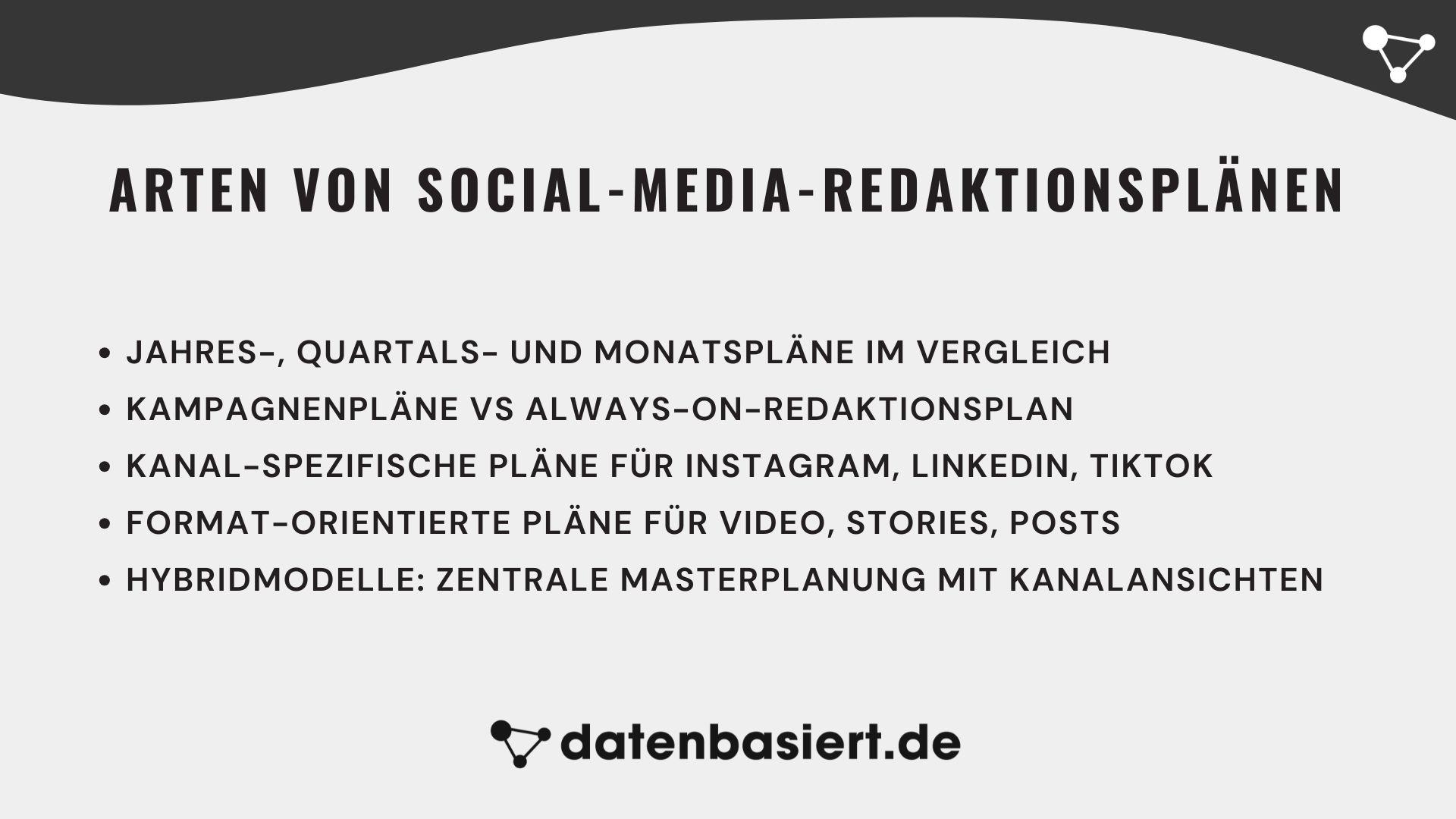 datenbasiert.de Arten von Social-Media-Redaktionsplänen