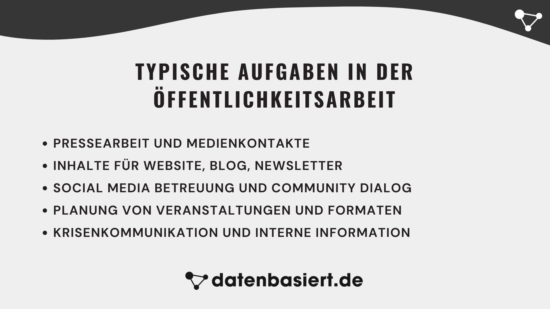 Typische Aufgaben in der Öffentlichkeitsarbeit