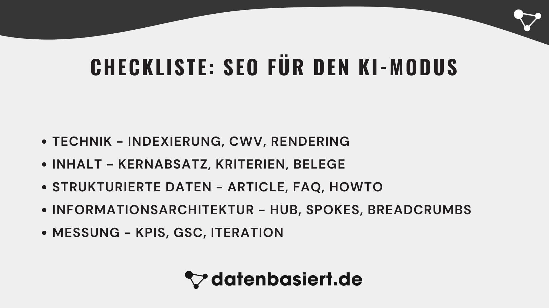 Checkliste SEO für den KI-Modus