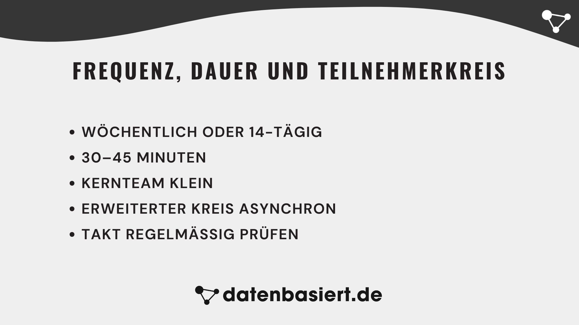 datenbasiert.de Frequenz, Dauer und Teilnehmerkreis