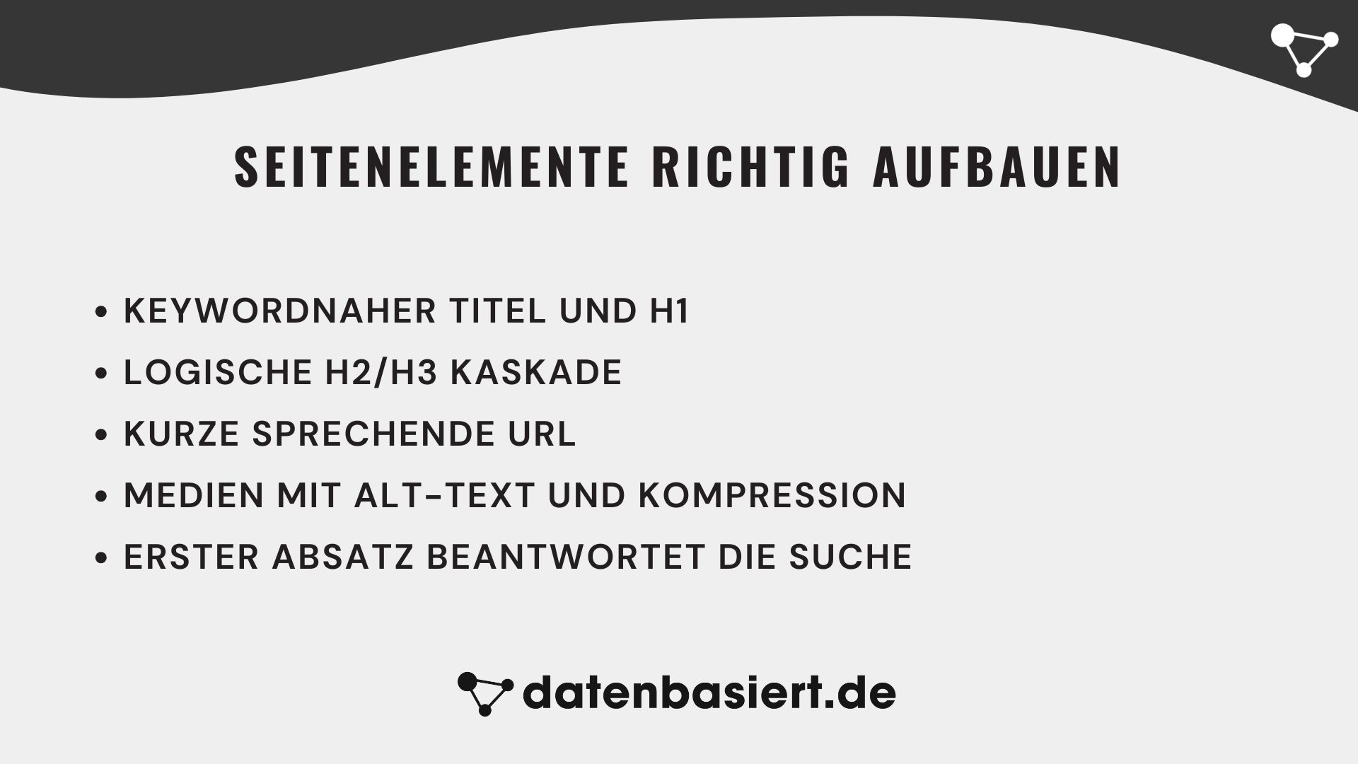 datenbasiert.de Seitenelemente richtig aufbauen