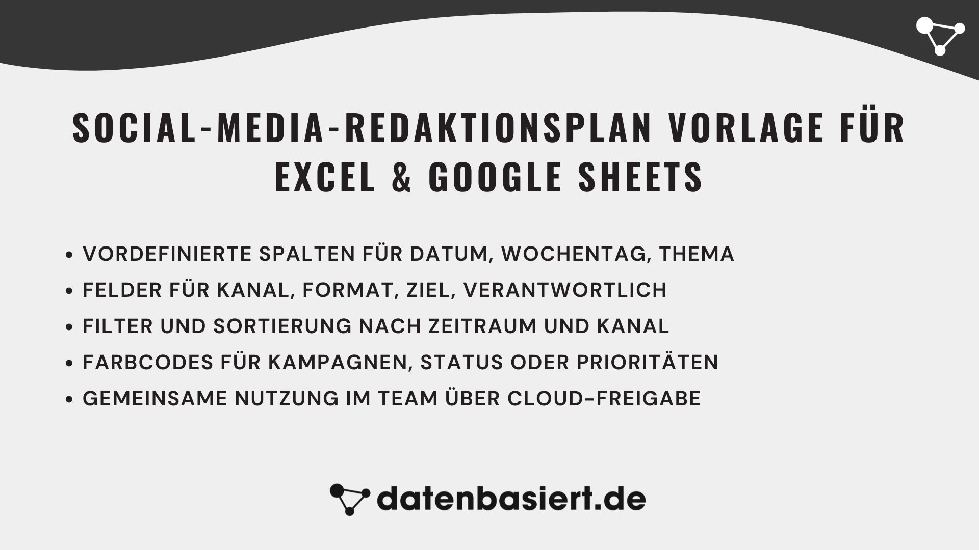 datenbasiert.de Social-Media-Redaktionsplan Vorlage für Excel & Google Sheets