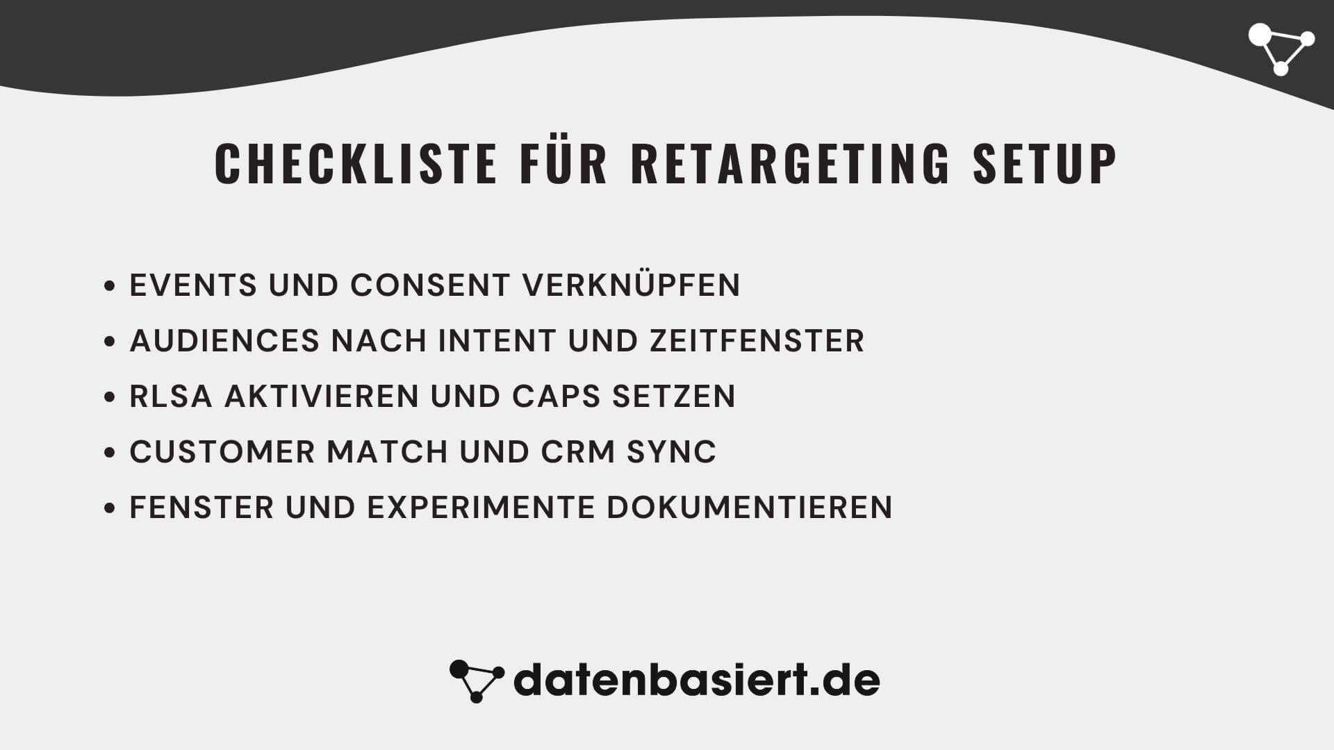 Checkliste für Retargeting Setup