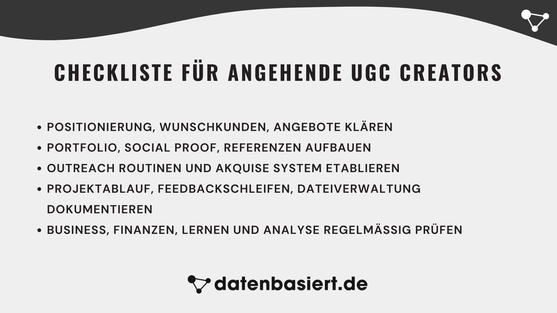 Checkliste für angehende UGC Creators