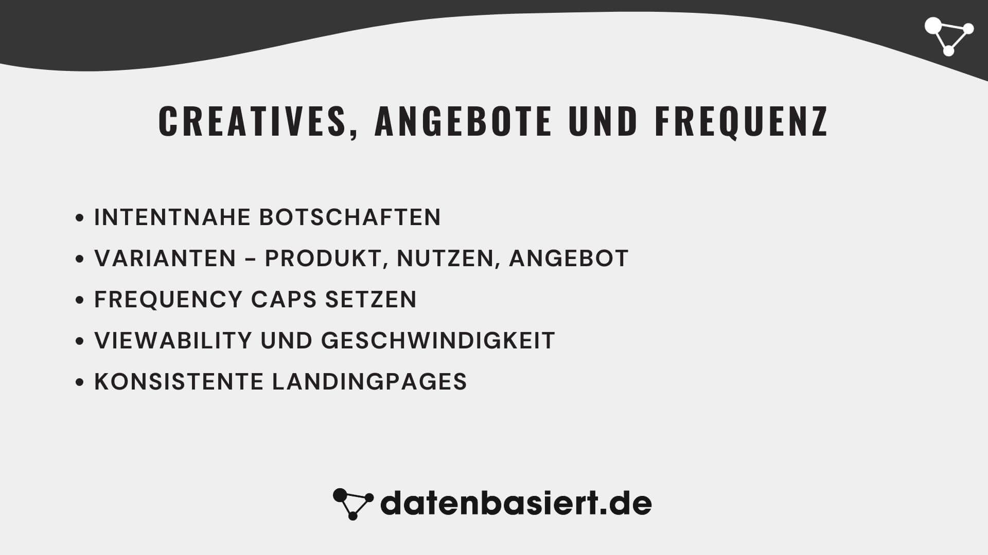 Remarketing-Creatives, Angebote und Frequenz