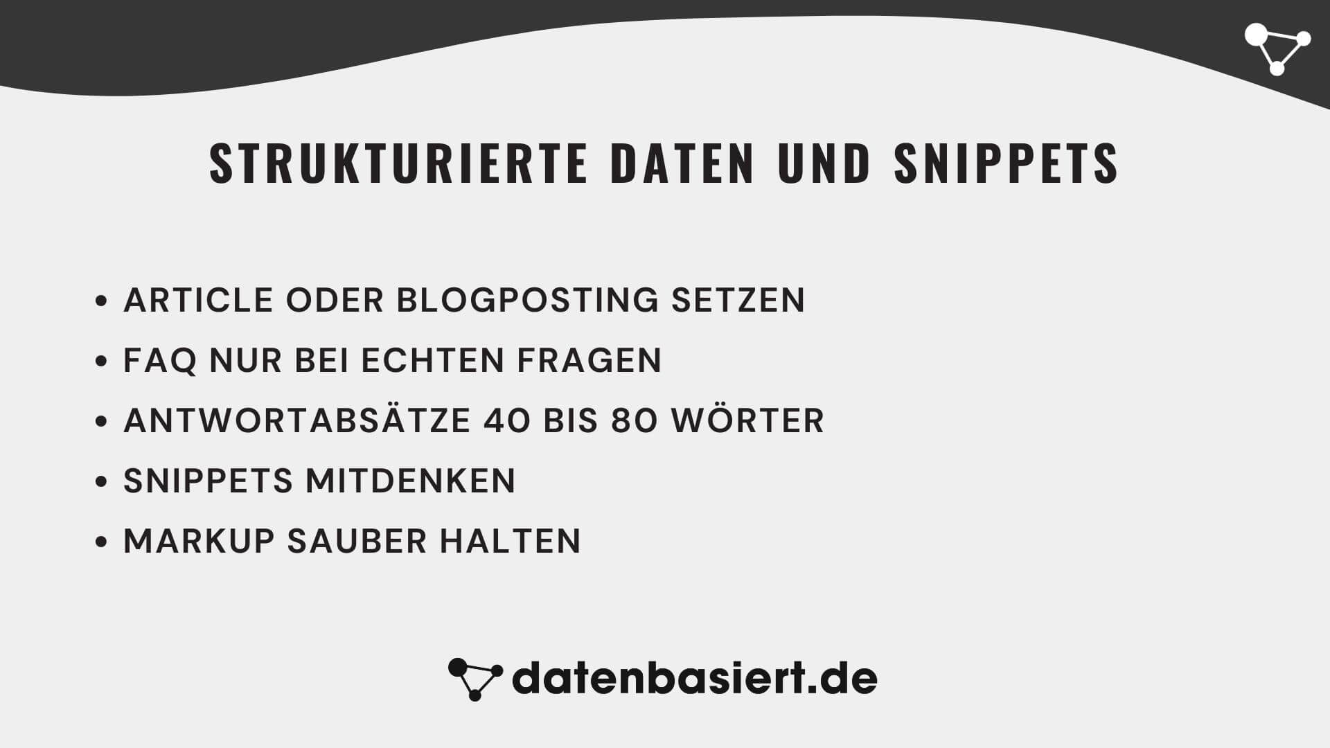 datenbasiert.de Strukturierte Daten und Snippets nutzen